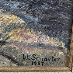 Vintage W. Schaefer Oil on Canvas Painting, 20th Century