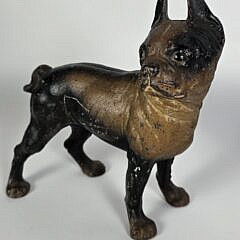 Two Antique Hubley Cast Iron Boston Terrier Bull Dog Doorstop, circa 1920s