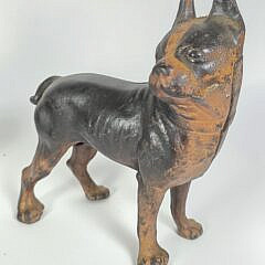 Two Antique Hubley Cast Iron Boston Terrier Bull Dog Doorstop, circa 1920s