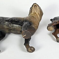 Two Antique Hubley Cast Iron Boston Terrier Bull Dog Doorstop, circa 1920s