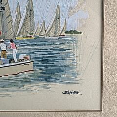 Vintage Schafer Gouache on Artists Paper, “Florida Regatta”, Painting, 20th Century