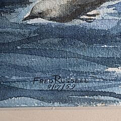 Frederick Russel Watercolor on Paper, “Island Service Station”, Painting, 20th Century