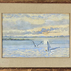 Fine Seascape Coastal Shorebirds Impressionist Watercolor