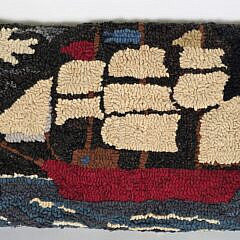 Two Antique Pictorial Hooked Rug Pillows, circa 1920s