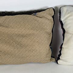 Two Antique Pictorial Hooked Rug Pillows, circa 1920s