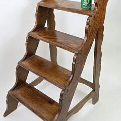 Vintage Set of Carved English Oak Four-Tier Library Steps, 20th century