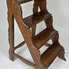 Vintage Set of Carved English Oak Four-Tier Library Steps, 20th century