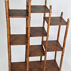 Antique English “Tortoiseshell” Bamboo Etagere Bookshelf, 19th Century