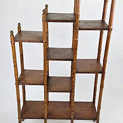 Antique English “Tortoiseshell” Bamboo Etagere Bookshelf, 19th Century