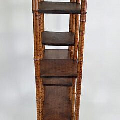 Antique English “Tortoiseshell” Bamboo Etagere Bookshelf, 19th Century