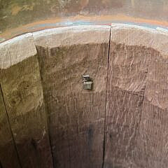 Antique English Oak Brass Bound Barrel Keg Peat Bucket, 19th Century