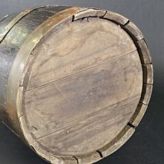Antique English Oak Brass Bound Barrel Keg Peat Bucket, 19th Century