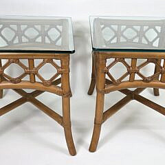  Pair of Ficks and Reed Bamboo Rattan End Tables, 20th century