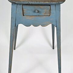 Vintage Bench Made Blue Painted Splay Leg One Drawer Stand, 20th century