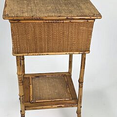 Vintage English Bamboo Lift Top Sewing Stand, 20th century