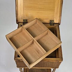 Vintage English Bamboo Lift Top Sewing Stand, 20th century