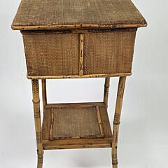 Vintage English Bamboo Lift Top Sewing Stand, 20th century