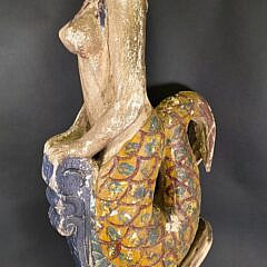 Vintage Carved and Painted Mermaid Ships Figurehead, 20th Century 