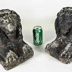 Pair of Vintage Petite Cement Lounging Lion Garden Ornaments