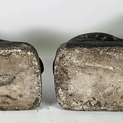 Pair of Vintage Petite Cement Lounging Lion Garden Ornaments