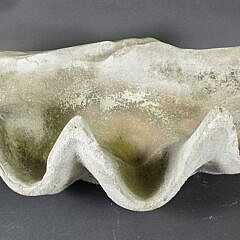 Vintage Oversized Cement Garden Clam Shell Birdbath Sculpture, 20th century