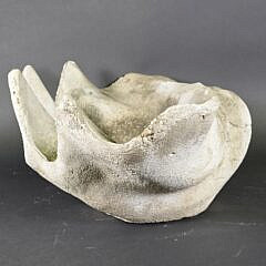 Vintage Oversized Cement Garden Clam Shell Birdbath Sculpture, 20th century
