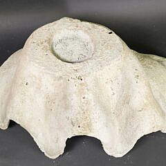 Vintage Oversized Cement Garden Clam Shell Birdbath Sculpture, 20th century