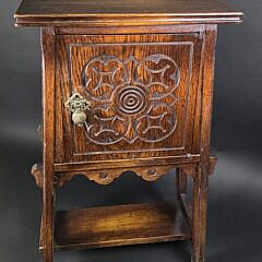 Antique English Oak Humidor Smoking Cabinet