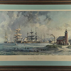 John Stobart Limited Edition Lithograph “Nantucket the Celebrated Whaling Port in 1835”