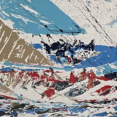  Leroy Neiman “Americas Cup 19th Challenge” Painted Nautical Chart