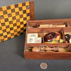 Antique Inlaid Slide Top Game Box, 19th Century