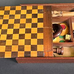 Antique Inlaid Slide Top Game Box, 19th Century