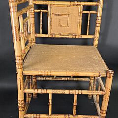 Antique English “Tortoiseshell” Bamboo Corner Chair, 19th century