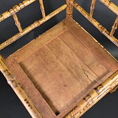 Antique English “Tortoiseshell” Bamboo Corner Chair, 19th century