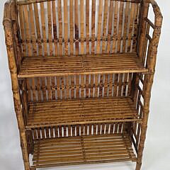 Vintage Bamboo Three-Tier Campaign Etagere Bookshelf, 20th century