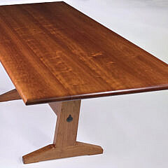 Signed Stephen Swift Cherry Trestle Dining Table, circa 2001