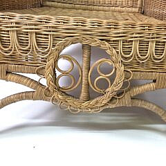 Pair of Vintage Ralph Lauren Rattan High Back Wing Chairs