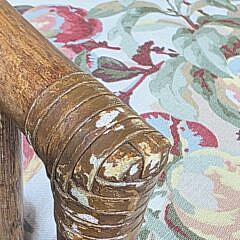 Pair of McGuire Organic Bamboo Leather and Rattan Arm Chairs
