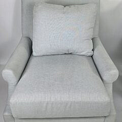 Pair of Barbara Barry for Henredon Baby Blue Upholstered Club Chairs