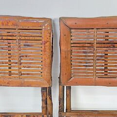 Pair of Vintage Campaign Folding Bamboo End Tables, 20th century