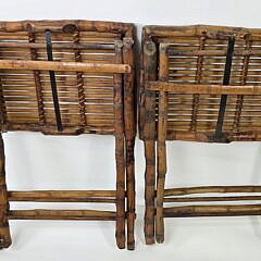 Pair of Vintage Campaign Folding Bamboo End Tables, 20th century