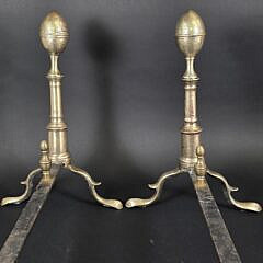 Pair of Antique American Lemon Top Andirons, 18th century