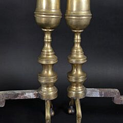 Pair of Antique American Bullet Top Andirons, 19th century