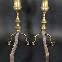 Pair of Antique American Bullet Top Andirons, 19th century