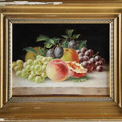Pair of Oils on Canvas “American School Fruit Still Life Paintings”, 19th Century