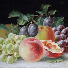 Pair of Oils on Canvas “American School Fruit Still Life Paintings”, 19th Century