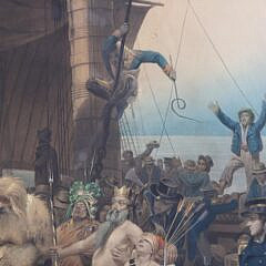 19th c. Francois Auguste Biard French Navy Chromolithograph Pring “Baptism in the Tropics