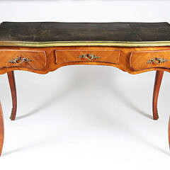 Vintage Louis XV Style Bronze Mounted Writing Desk with Leather Top