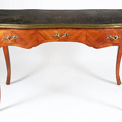 Vintage Louis XV Style Bronze Mounted Writing Desk with Leather Top