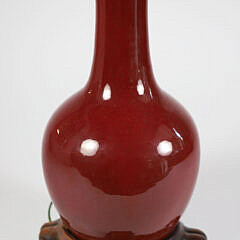 Chinese Oxblood Narrow Neck Vase Mounted as a Lamp
